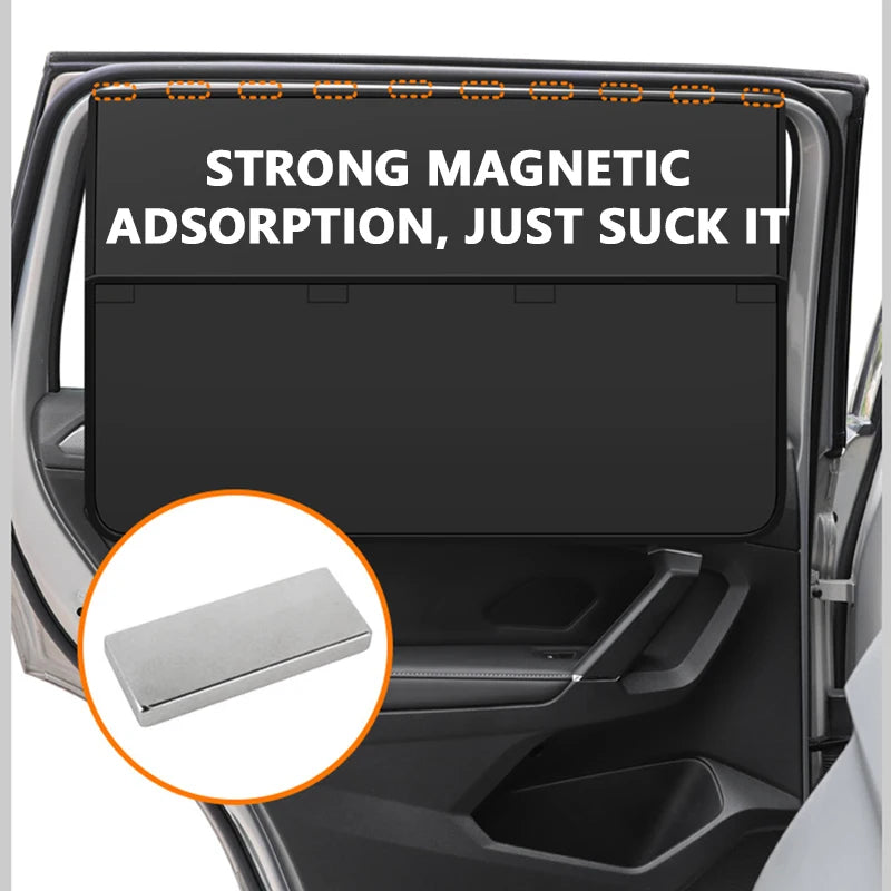 SEAMETAL 2-Section Sun Shade for Car Side Window Magnetic Curtains Sun Protection Sunshade for Children Anti-Glare UV-Blocking