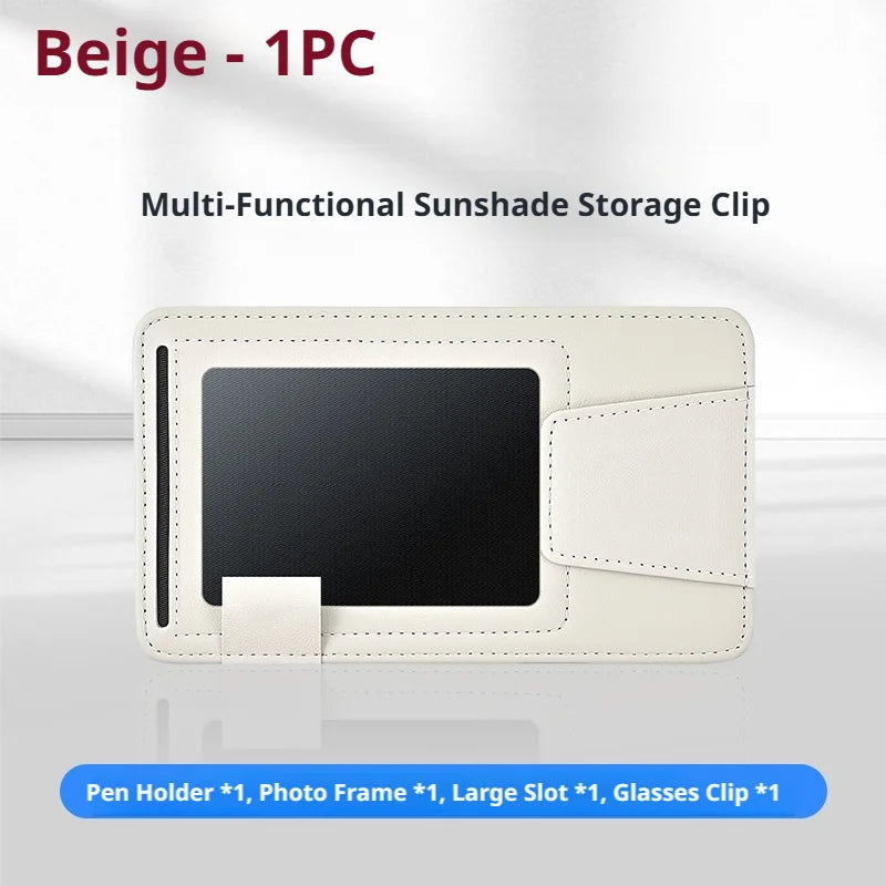 SEAMETAL Universal Car Sun Visor Organizer Microfiber Leather Ultra-Slim Powerful Magnetic Glasses Clip 3-in-1 Car Storage Bag