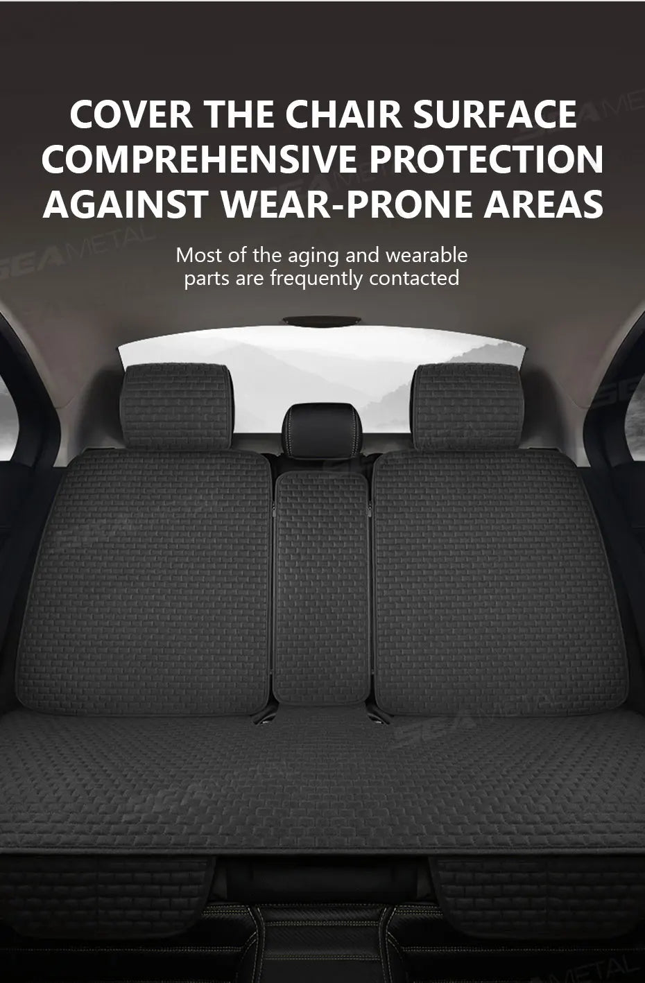 SEAMETAL Breathable Car Seat Cover 100% Linen Cooling Seat Cushion Wear-Resistant Sweat-Absorbing Seat Protector for Suv Sedan