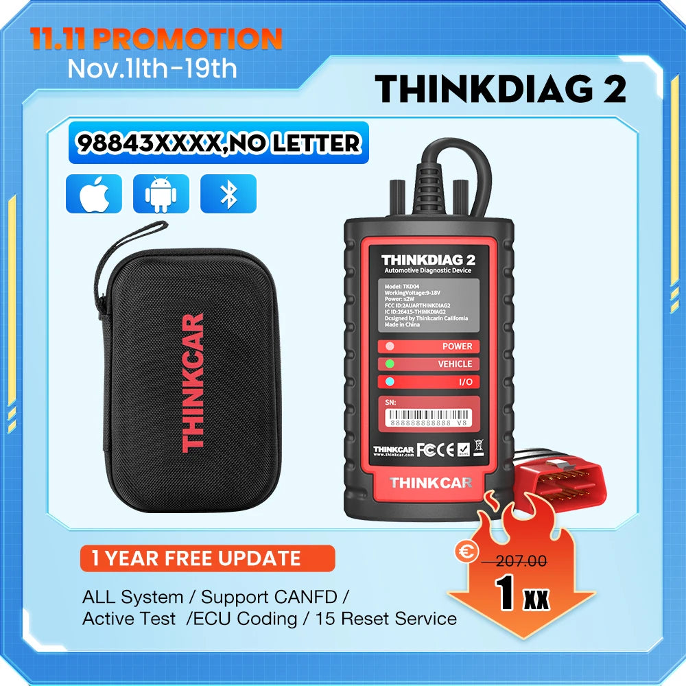 Thinkdiag 2 σαρωτής διάγνωσης OBD2 με CAN FD και κωδικοποίηση ECU