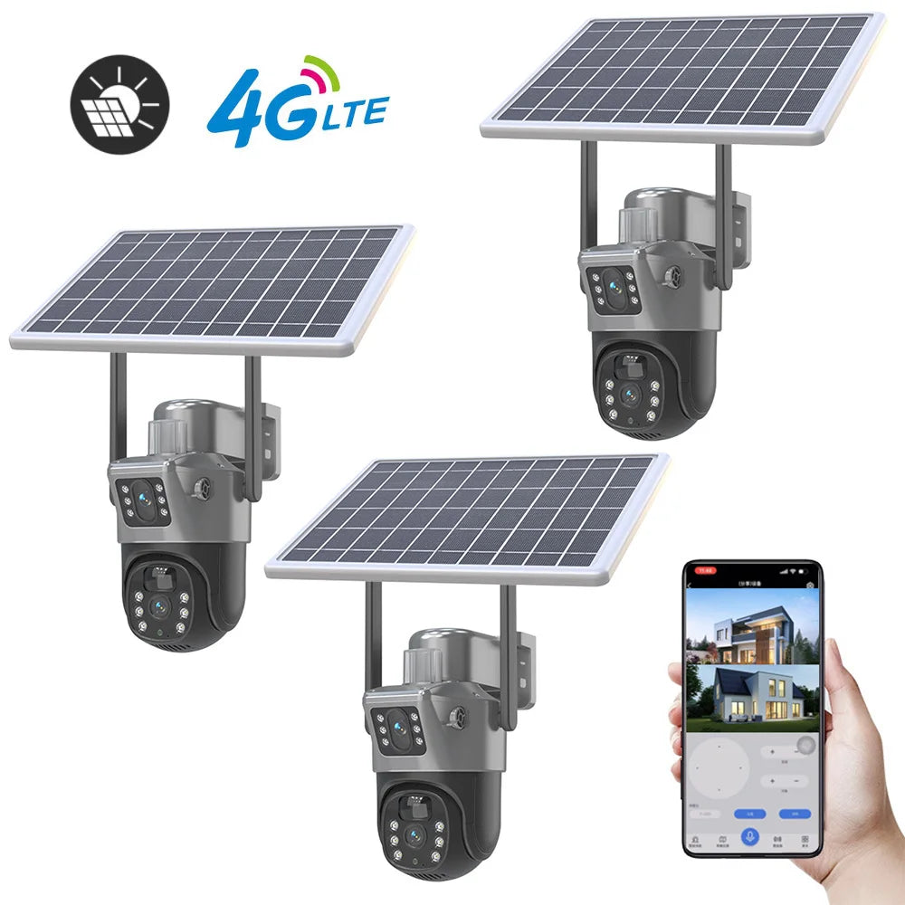 4MP 4G Solar PTZ Security Camera with Dual Displays