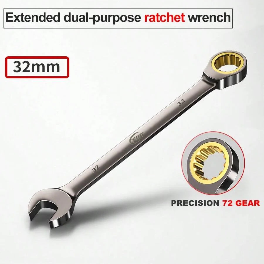 Metric Ratchet Combination Spanner, 6–32 mm Size Options