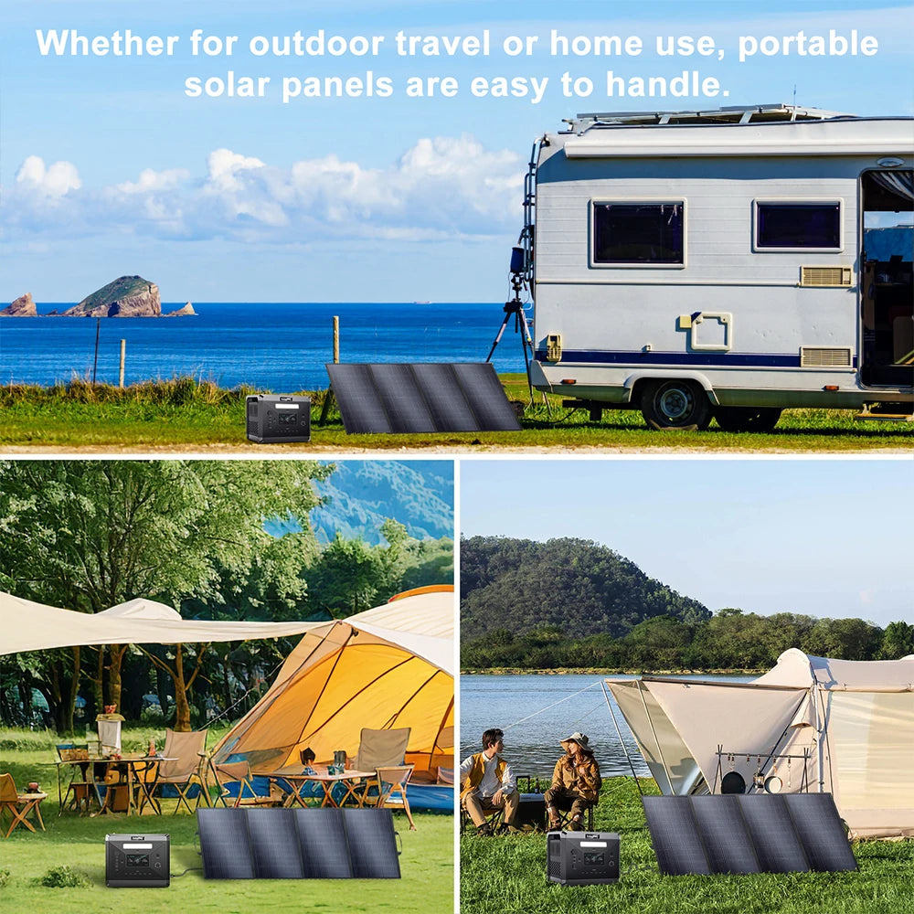 200W foldbart solcellepanel oplader til camping og backup-strøm