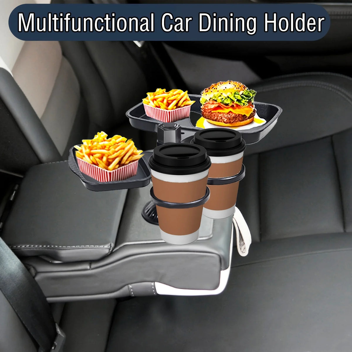 Adjustable Car Cup Holder Tray, Three Layout Options