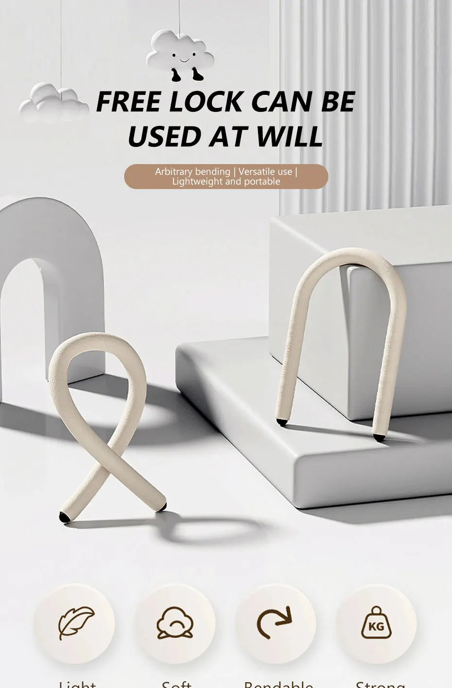 SEAMETAL S-Shape Hooks Free Bending Hook for Hanging Bags Multi-Function Universal Arbitrary Shape Hook for Car/Motorcycle/Home
