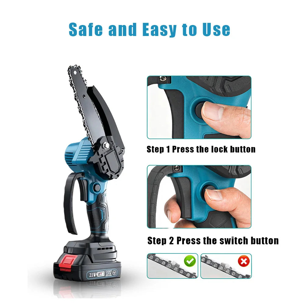 6 Inch Electric Chain Saw Handheld Portable Cutter