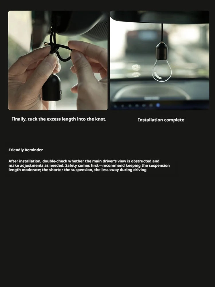SEAMETAL Elegant Bulb Light Car Pendant Mirror Hanging Soft Glow LED Ambient Light Night Light Decoration Ornament for Vehicle