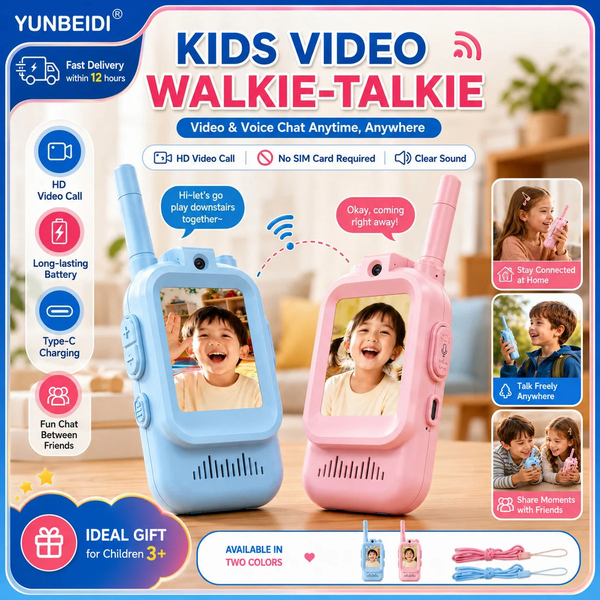 Kinderen USB-C Video Walkietalkie Set