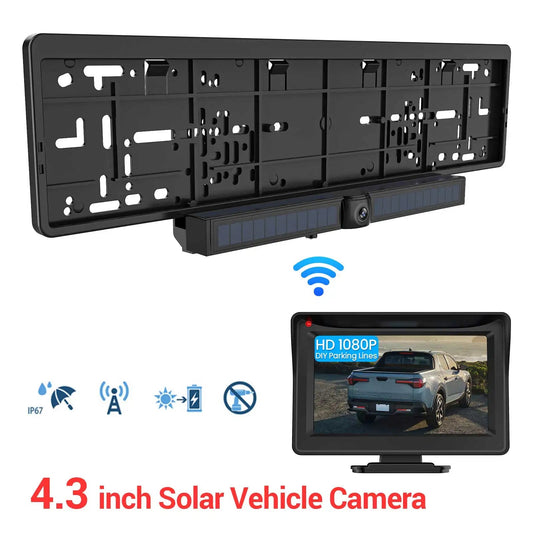 4.3inch Solar Vehicle Wireless Reverse Camera For Car RV Truck Trailer Pickup 12V-32V Car Monitor 1080P HD WIFI Rear View Camera 