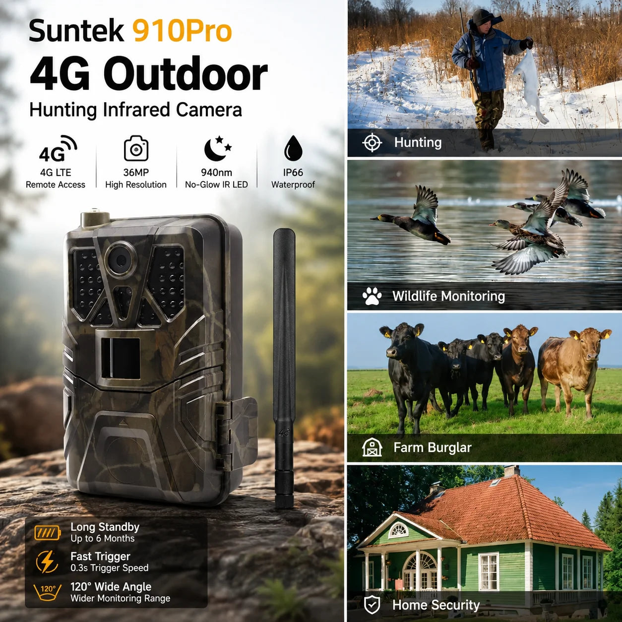 4G Trail Camera with APP Live Video, 4K Recording, 30MP Photos