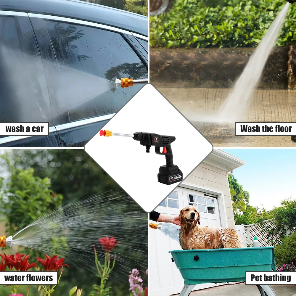 200W 50Bar Cordless High Pressure Spray Gun Car Washer Washing Gun High Power Cleaning Machine Power Tool for Makita 18V Battery