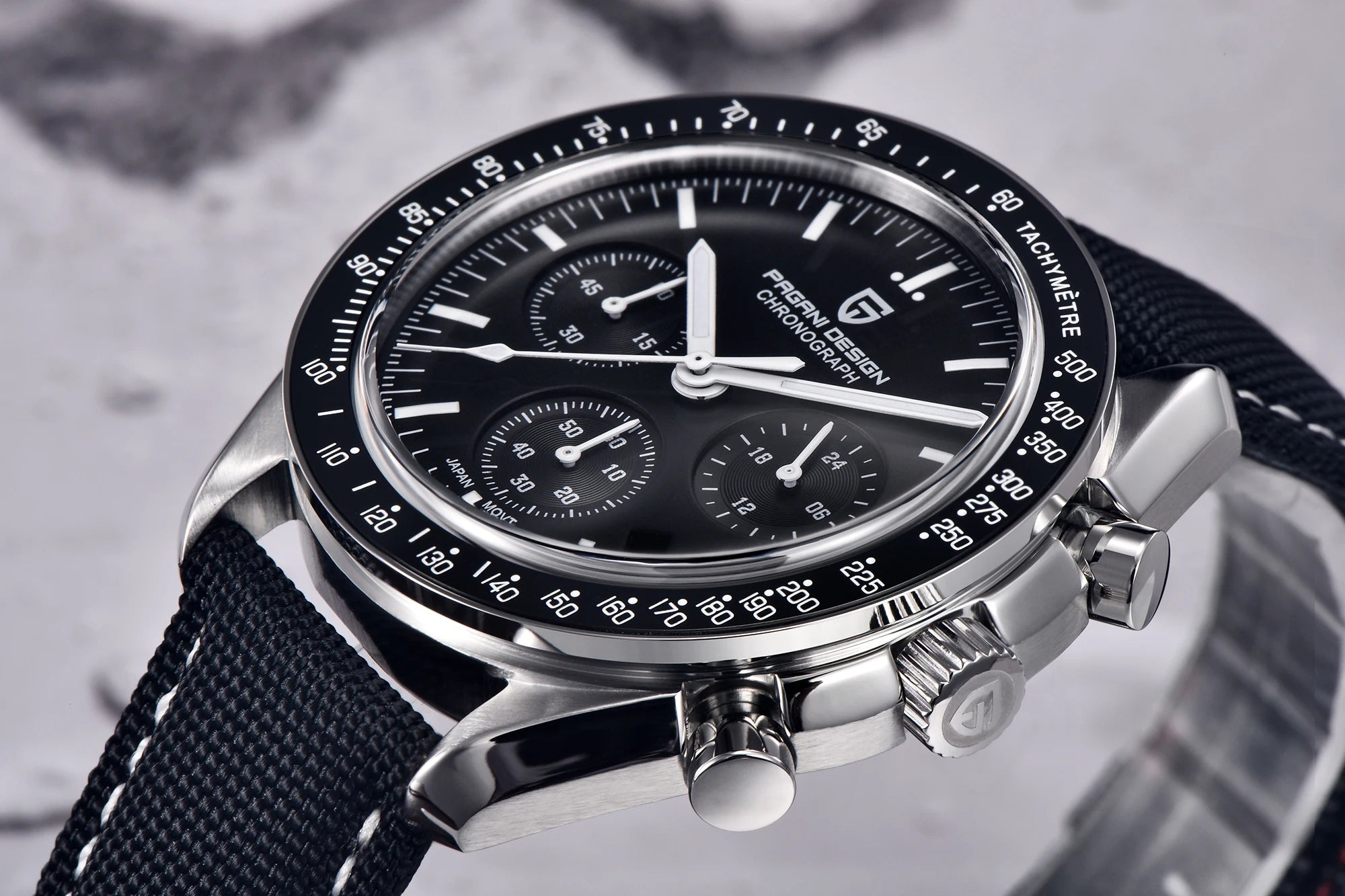 Orologio Cronografo da Uomo Pagani Design con Zaffiro, Quarzo, Resistente all'Acqua 100M