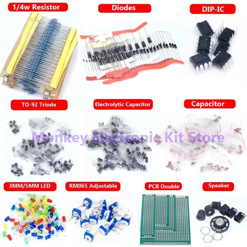 1900-Piece Electronics Component Assortment
