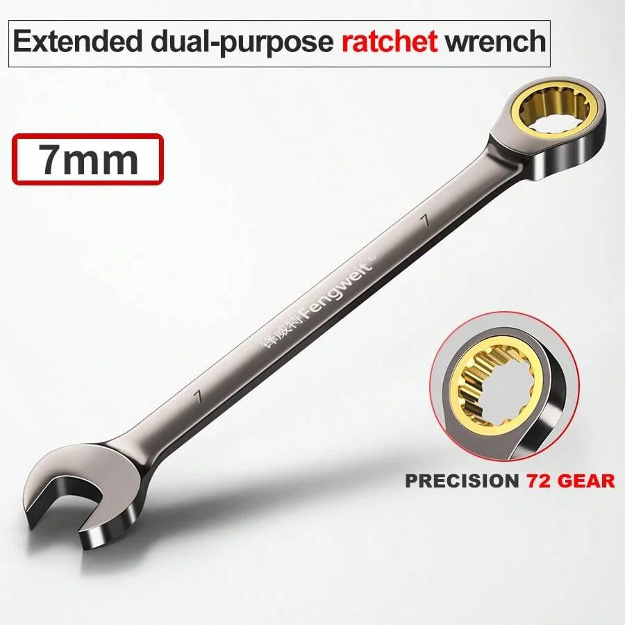 Metric Ratchet Combination Spanner, 6–32 mm Size Options