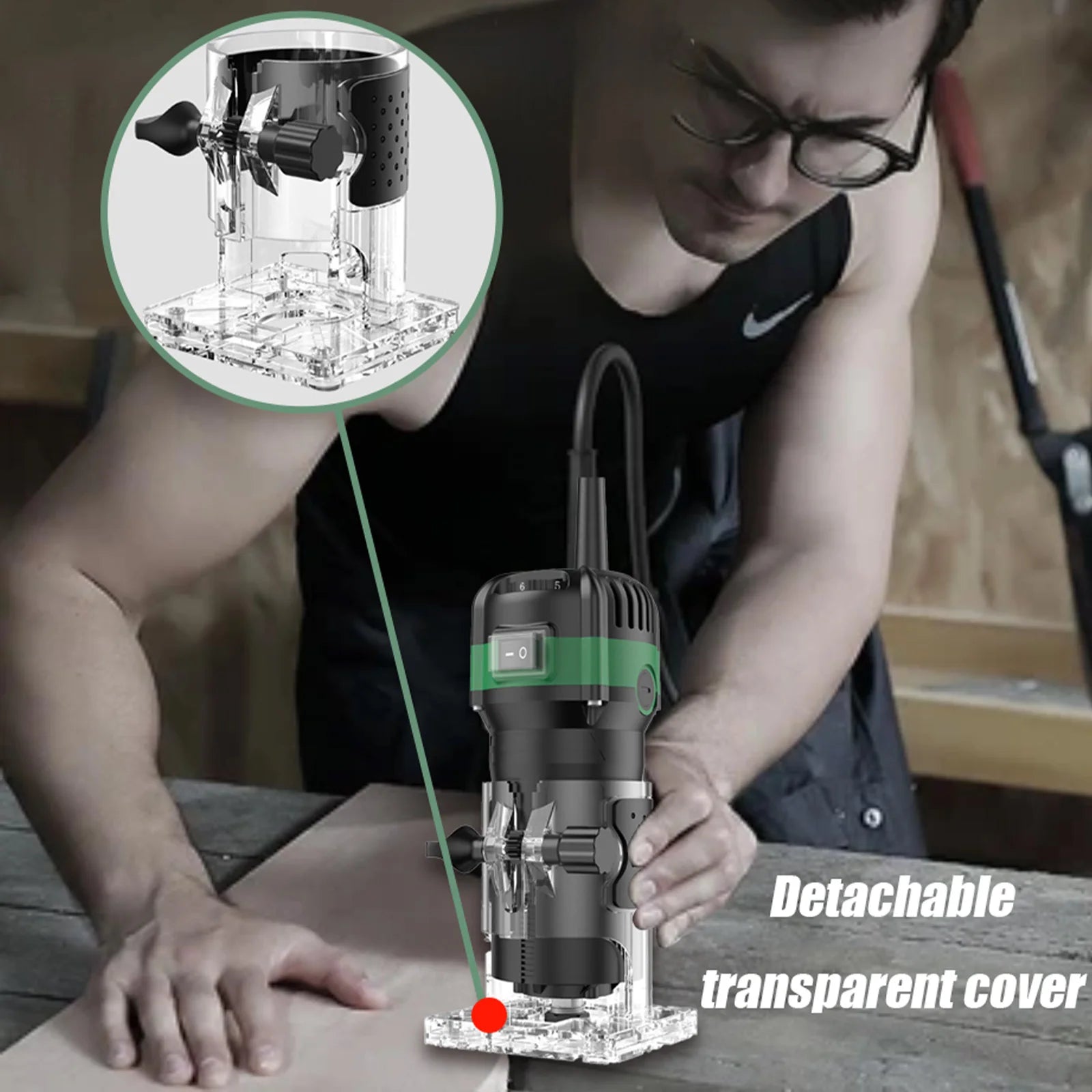 800W 6‑Speed Electric Wood Edge Router Trimmer