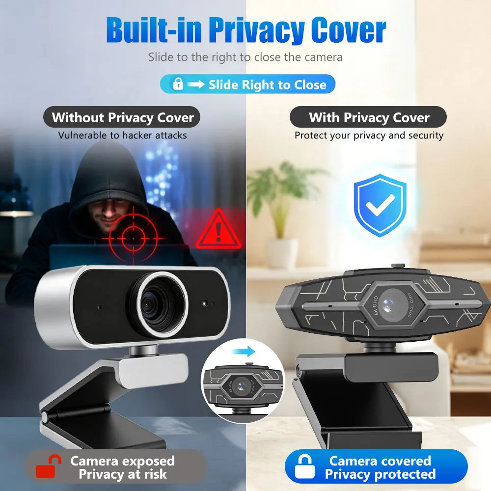 Webcam USB 4K con messa a fuoco automatica e otturatore per la privacy