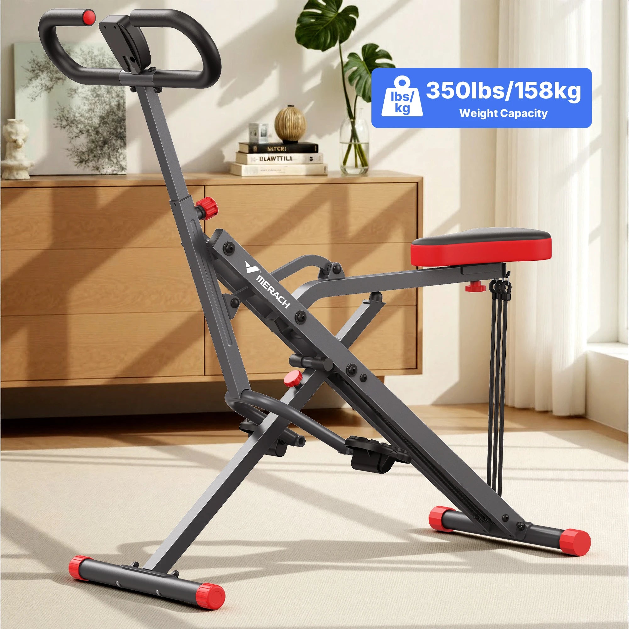 2-in-1 Squat and Rowing Machine Foldable Home Gym Trainer