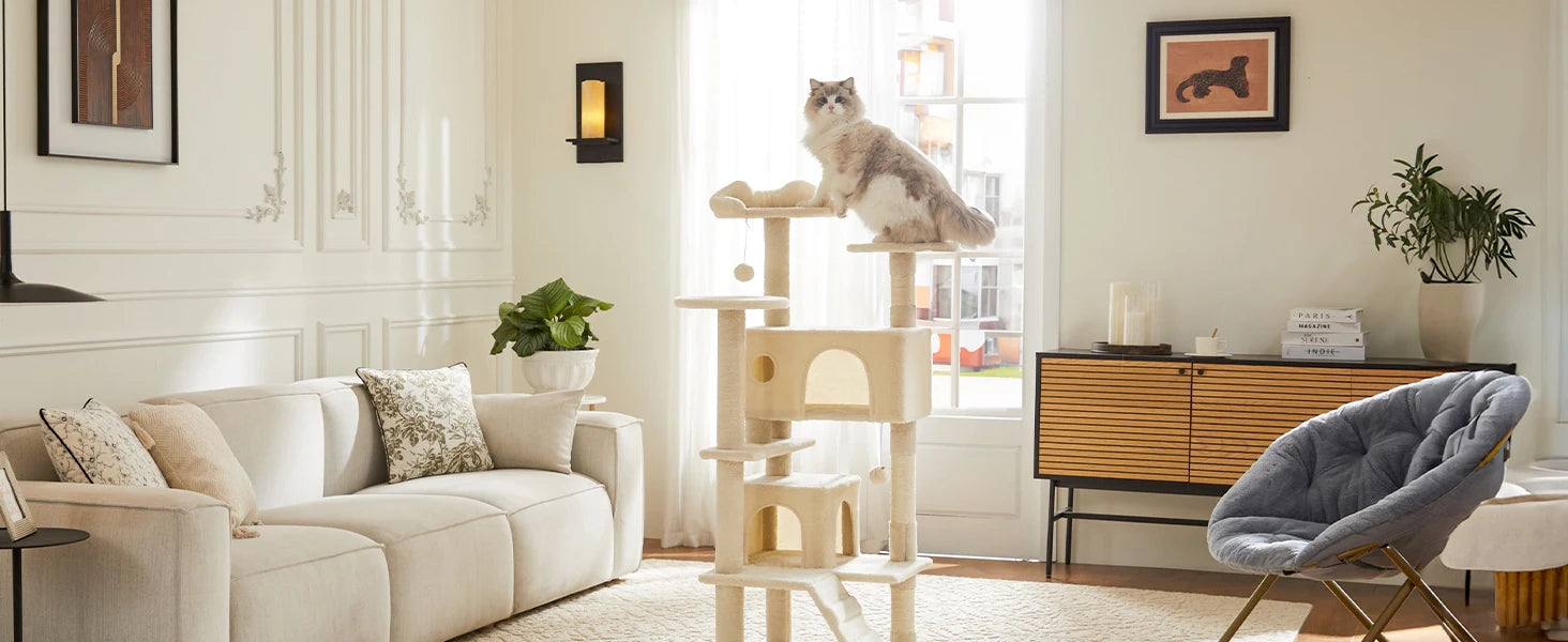 54in Multi-Level Cat Tree Tower with Condo & Sisal Scratching Posts