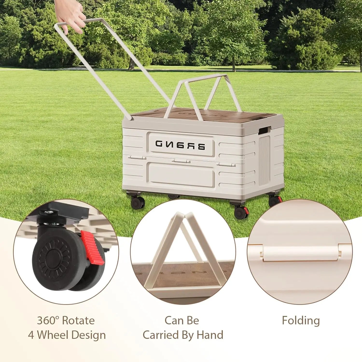 360° Rotating Foldable Storage Cart with Silent Locking Wheels