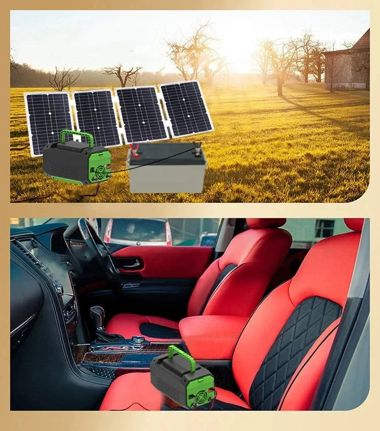 300W/500W захранващ инвертор DC 12V към AC 220V с USB и Type-C портове, подходящ за лаптопи и употреба на открито