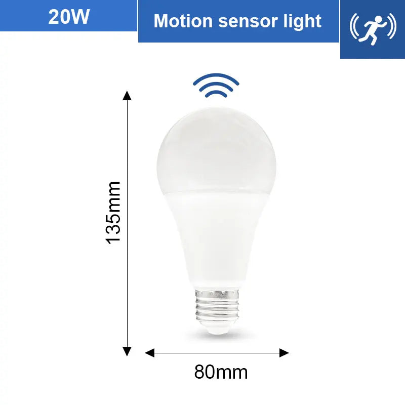 E27 Motion-Sensor LED Bulb – Wattage and Voltage Options