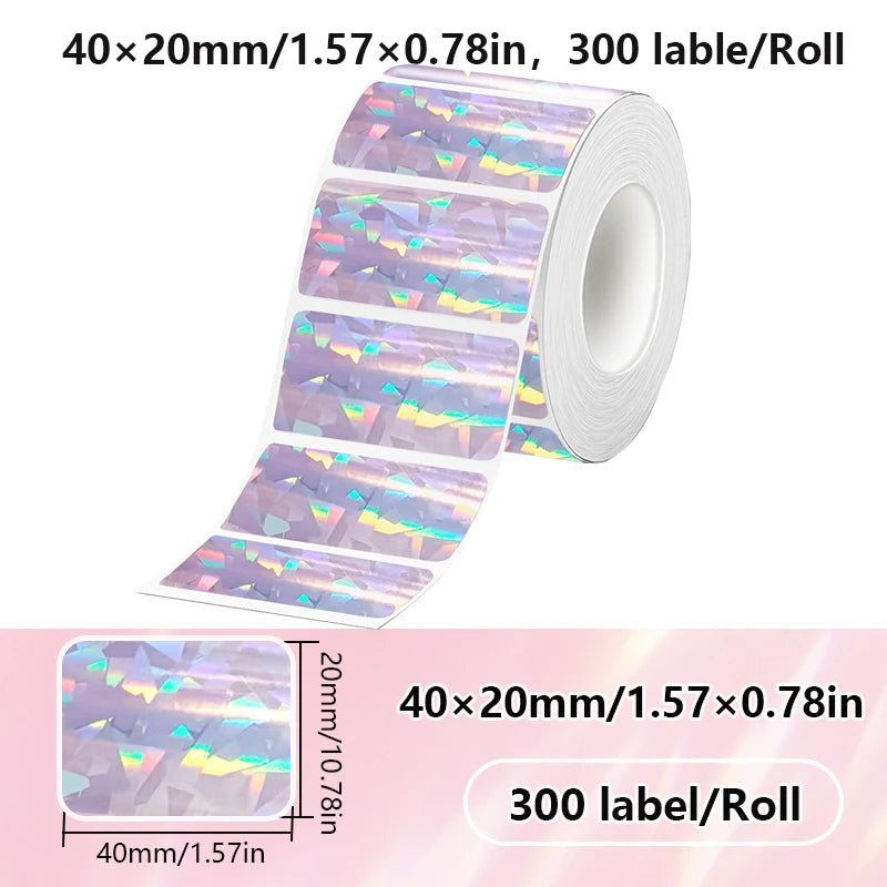 40x20MM kompatibilný Phomemo M110 M220 M200 samolepiaci farebný laser termálny papier, E210 P50 Detong P1 HPRT T20 MAKER