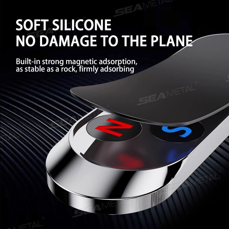 SEAMETAL Magnetic Car Phone Holder 360-Degree Rotation Alloy Dashboard Phone Mount One-Hand Operation Auto Navigation Holder