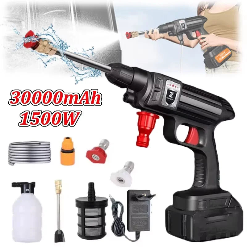 Washer Gun 30000mAh Battery Wireless High Pressure Foam producer 1500W 30Bar Car Water Gun for Auto Home Garden lever Machine 