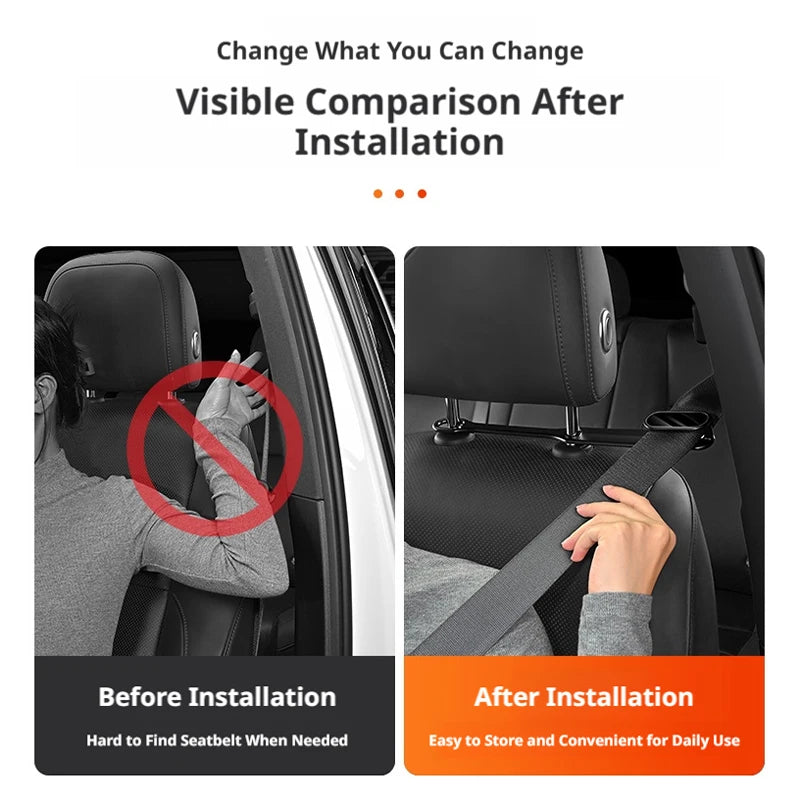 SEAMETAL Car Seat Belt Holder Headrest Seat Belt Fastener Mount Backseat Seatbelt Guide Reduce Noise Relieve Shoulder Friction