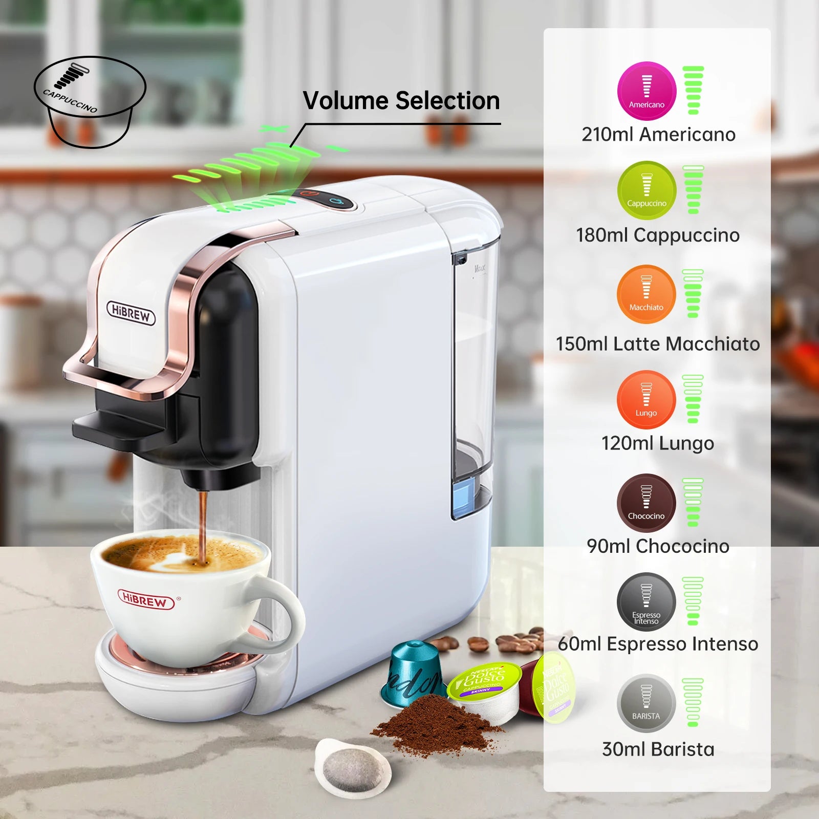 HiBREW Multiple Capsule Coffee Machine 5‑in‑1 Hot & Cold Brewing