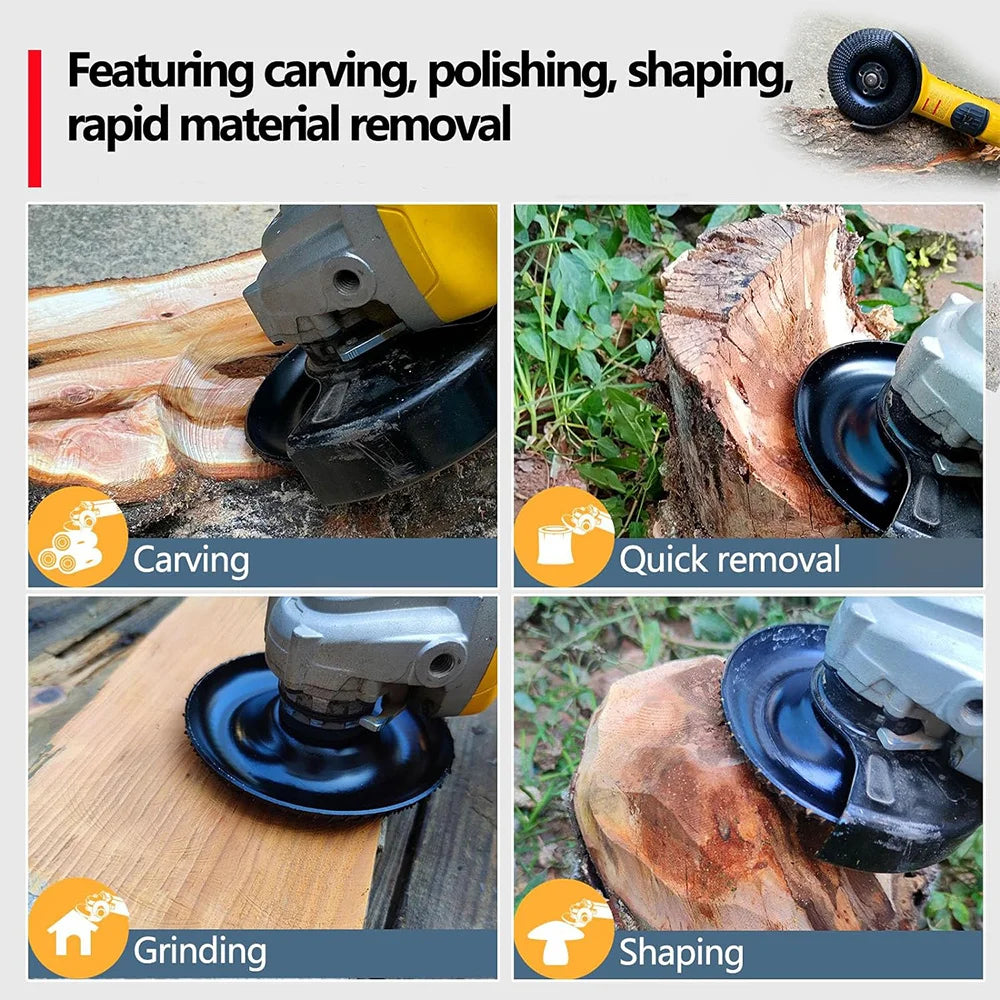 1PC Wood Carving Disc Grinder Wheel Disc 4 Inch Wood Shaping Wheel Wood Grinding Shaping Disc for Angle Grinders 