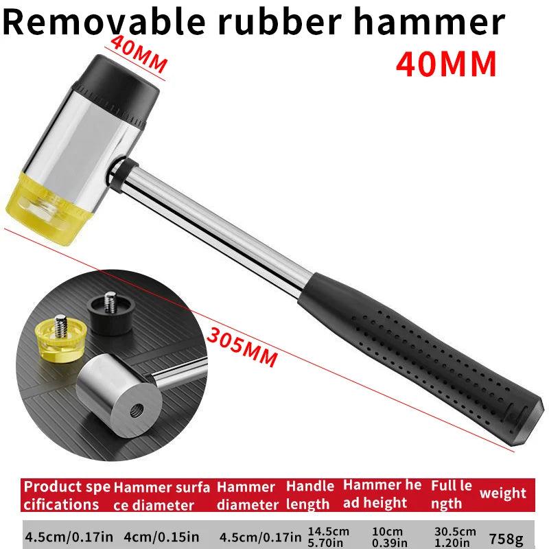 Dual-Face Soft Mallet with Replaceable Heads, 25–45mm