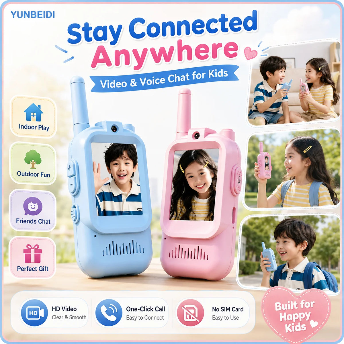 Kinderen USB-C Video Walkietalkie Set