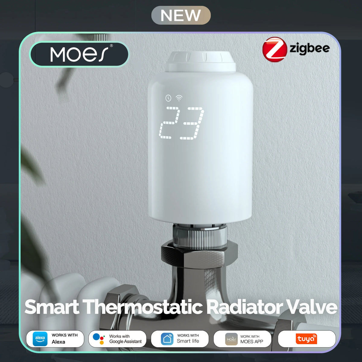 Tuya ZigBee3.0 Smart TRV Radiator Actuator Valve External Sensor Thermostat Temperature Controller Alexa Google Home