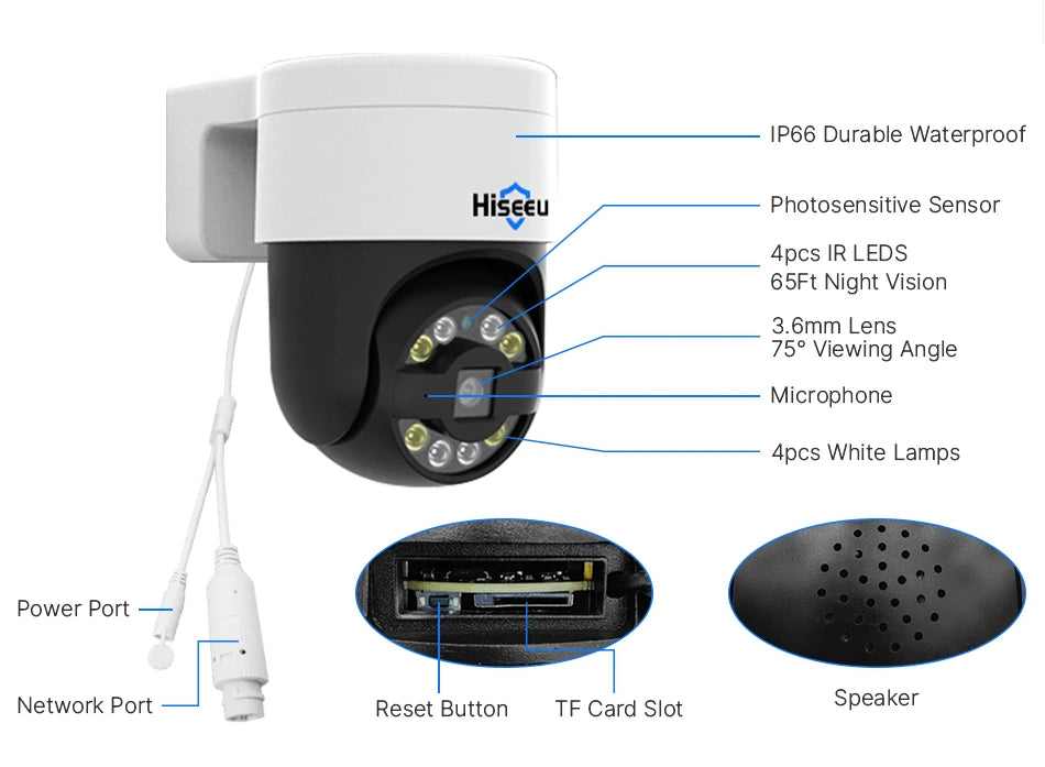 8MP 4K POE PTZ IP Camera with Color Night Vision