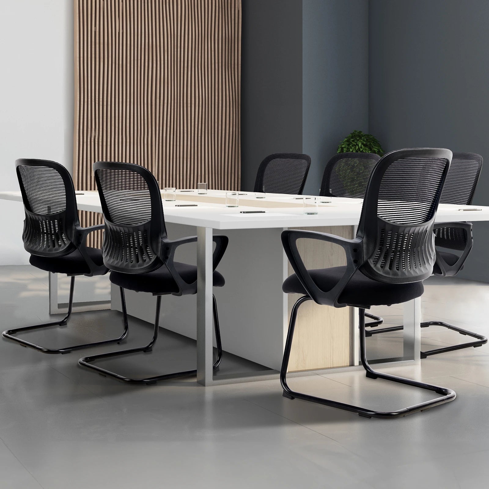 Ergonomic Office Chair No Wheels with Mesh Lumbar Support