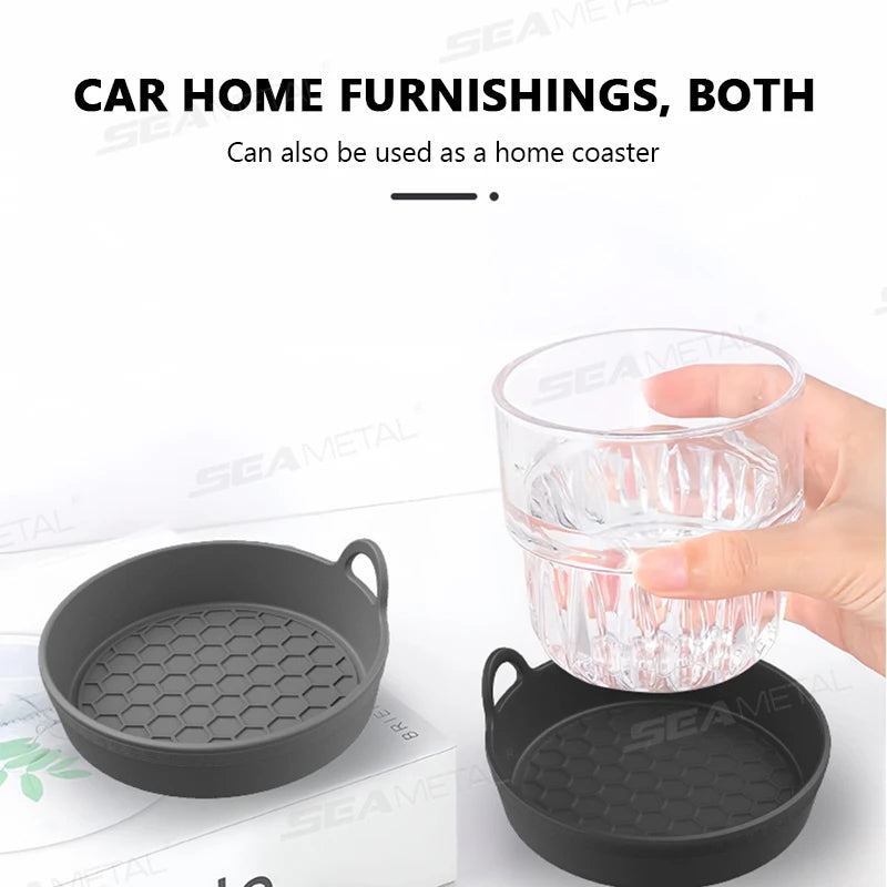 SEAMETAL 2Pcs Anti-Slip Coaster for Car Stable Food Grade Silicone Gel Drink Holder Pad Universal 7cm Auto Cup Holder Coaster