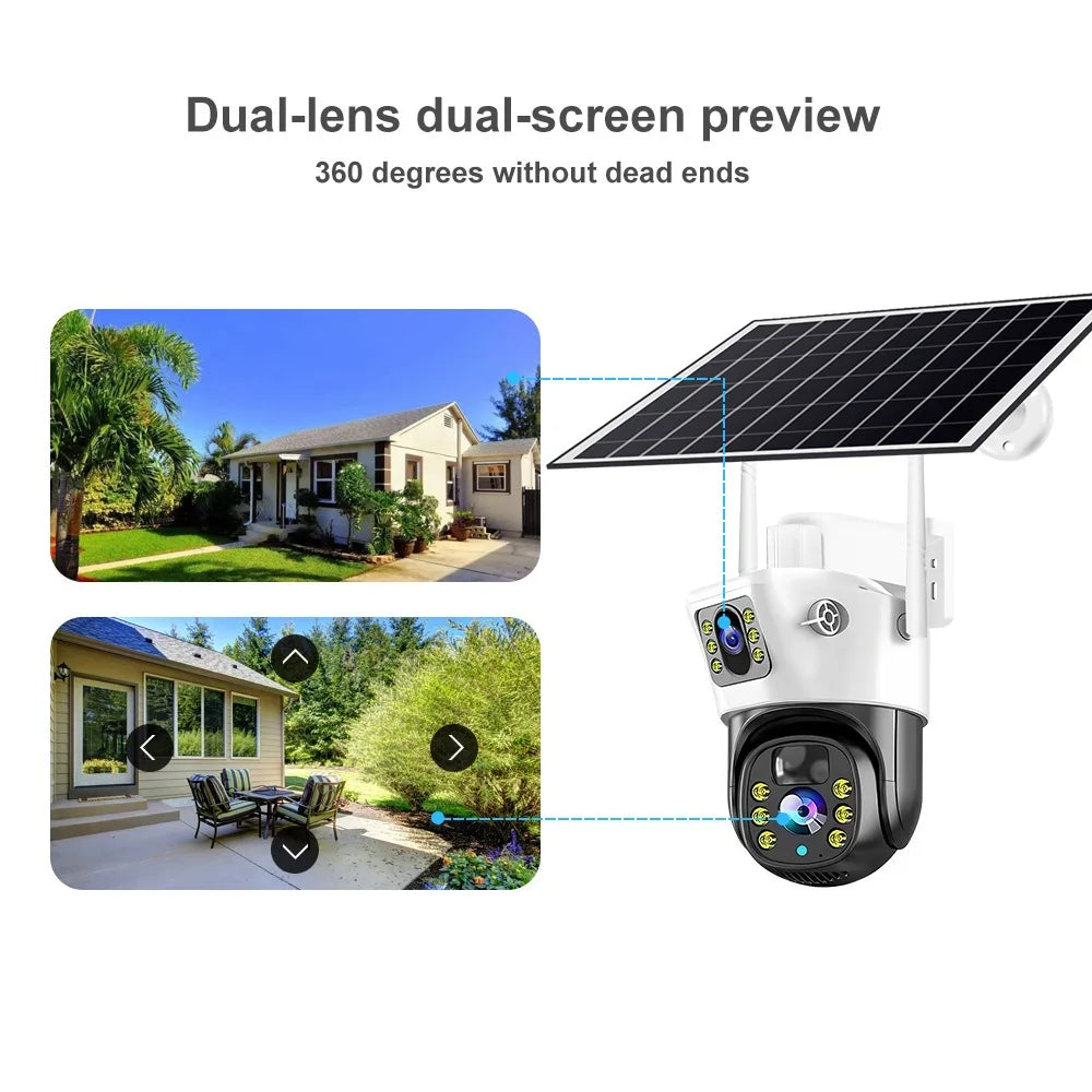 Solar Dual-Lens Security Camera 2K Pan/Tilt IP66