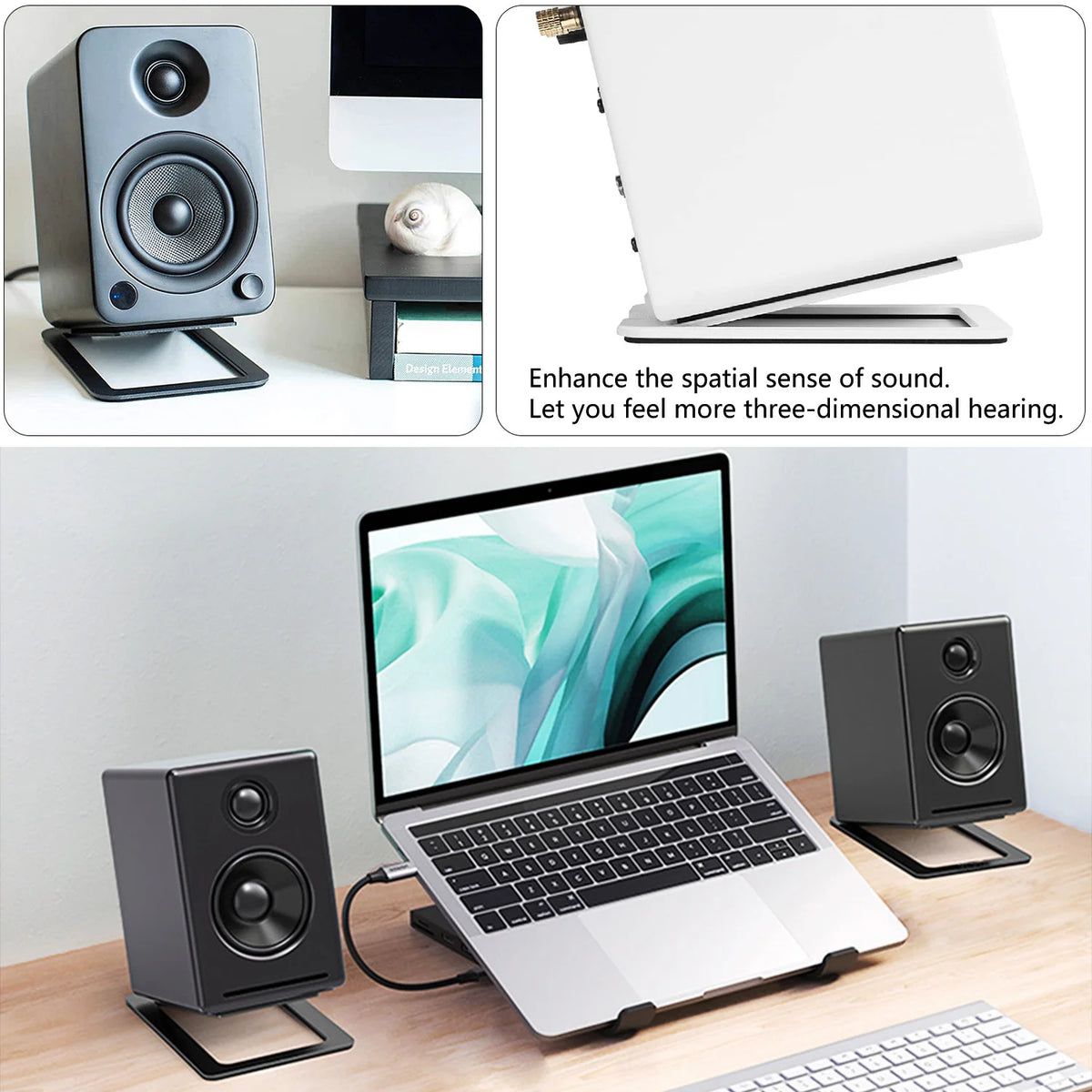 Speaker Stand for Enhanced Stereo Sound and Shock Absorption, Speaker Base for Laptop Speaker Support or Desktop Speaker Bracket