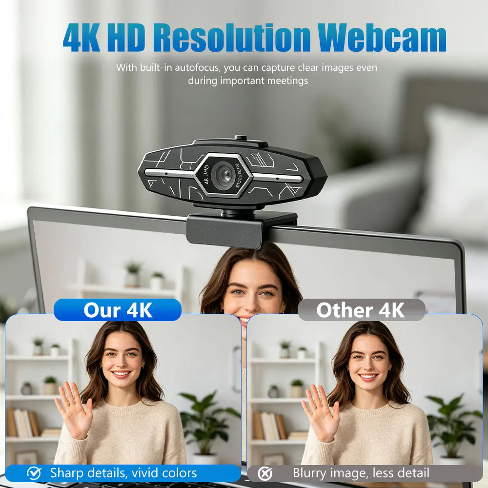 Webcam USB 4K con messa a fuoco automatica e otturatore per la privacy