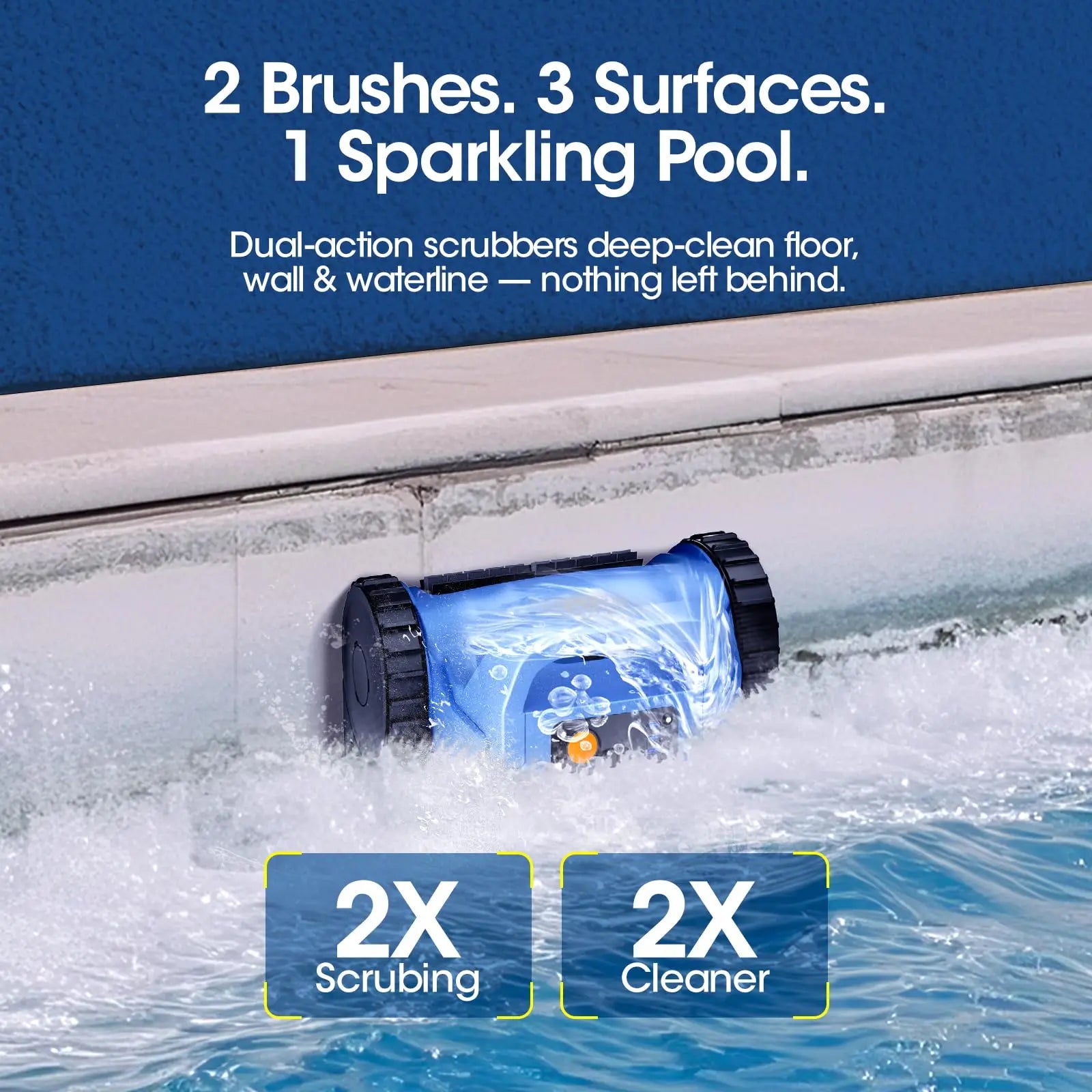 Cordless Robotic Pool Vacuum 150 Min Runtime 2000 sq.ft Coverage