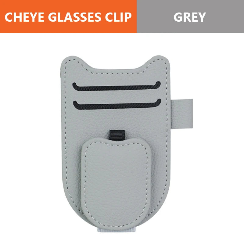 SEAMETAL Car Sun Visor Glasses Holder Magnetic Eyeglasses Hanger Clip Luxury Leatherette Car Sunglasses Holder Mount Universal