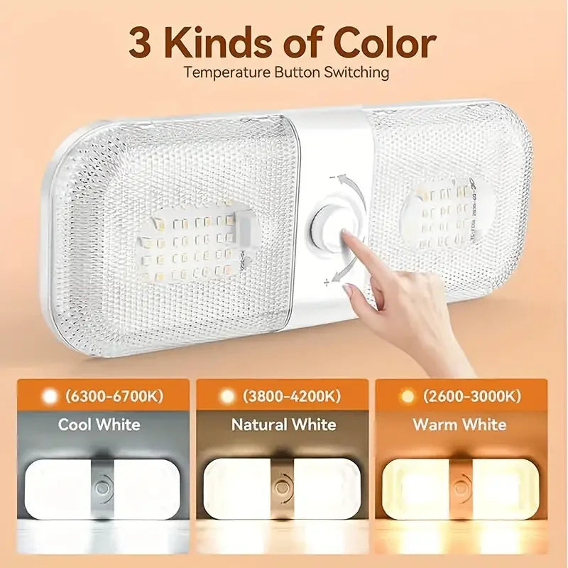 120 LED Car Interior Reading Light 3 Color Dimming 12V/24V
