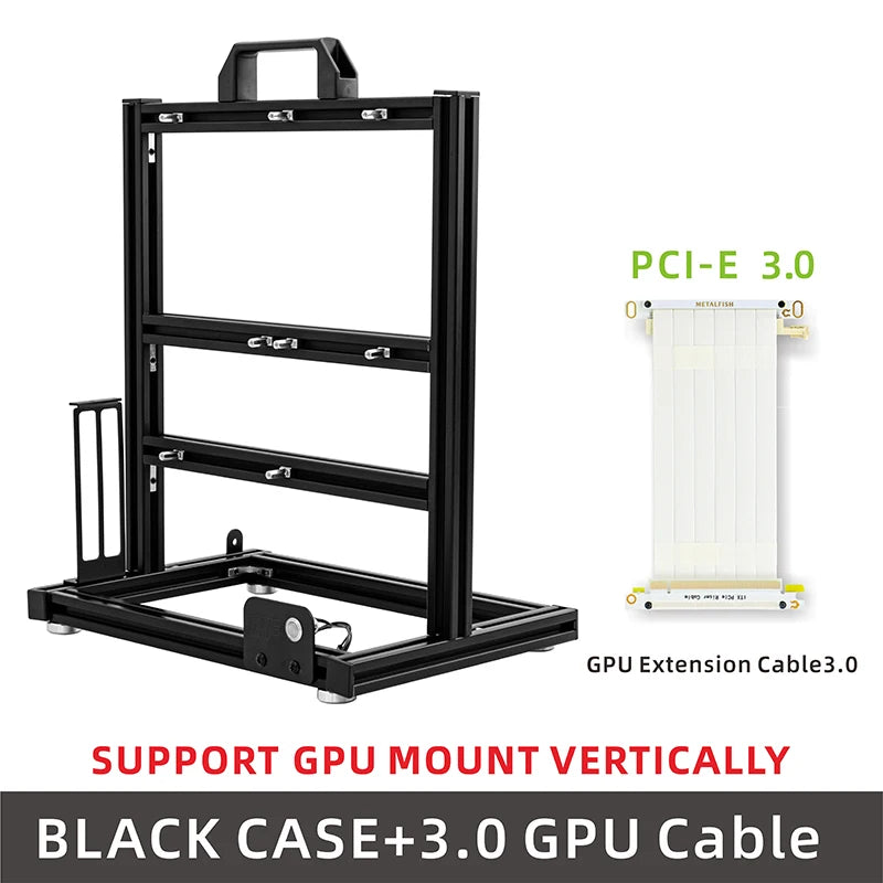 Open Frame ATX Aluminum PC Case with Horizontal GPU Mount