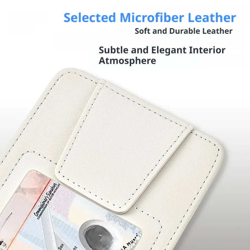 SEAMETAL Universal Car Sun Visor Organizer Microfiber Leather Ultra-Slim Powerful Magnetic Glasses Clip 3-in-1 Car Storage Bag