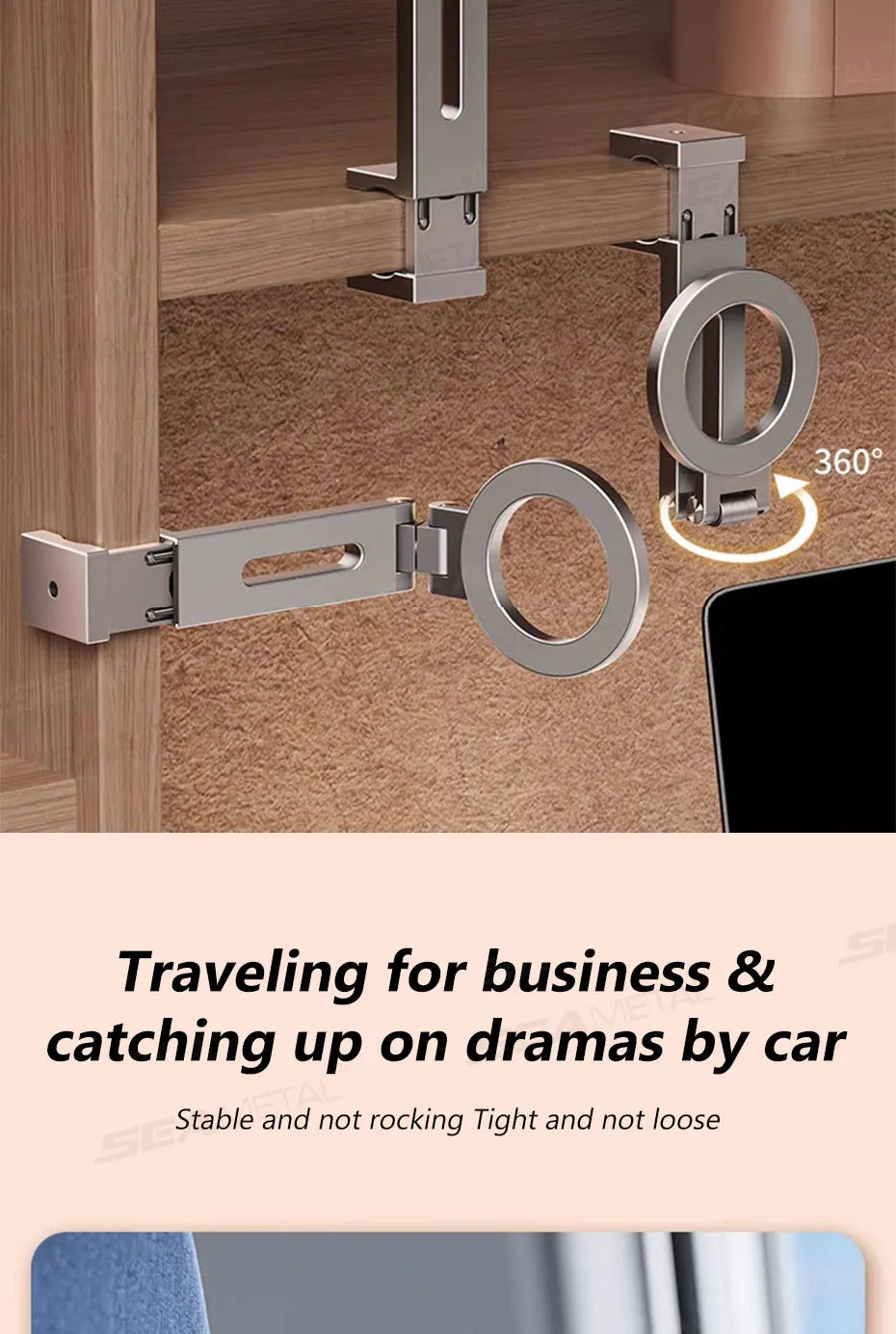 SEAMETAL Portable Magnetic Phone Mount N52 Strong Magnet Tiny Phone Holder for Traveling 360-Degree Rotation Stable Phone Stand