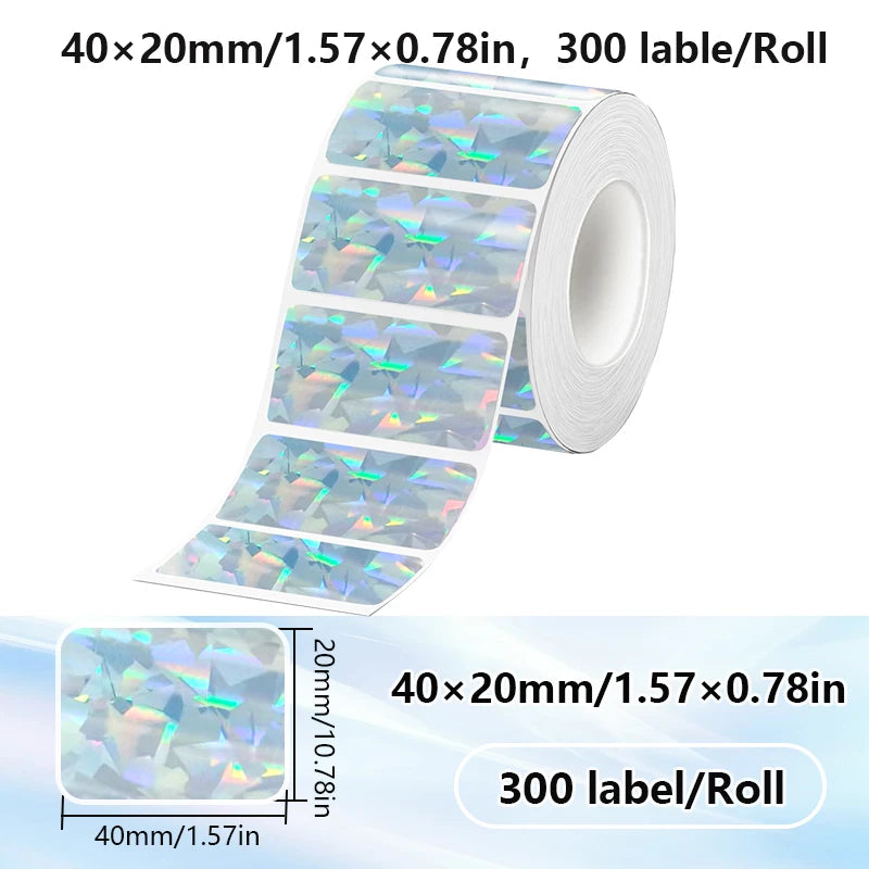 40x20MM kompatibilný Phomemo M110 M220 M200 samolepiaci farebný laser termálny papier, E210 P50 Detong P1 HPRT T20 MAKER