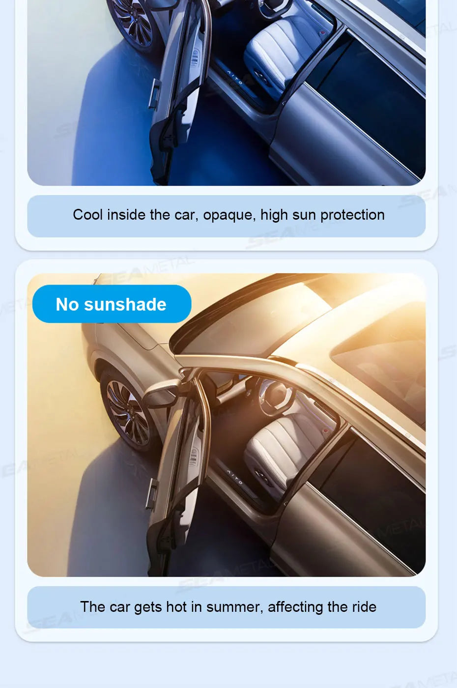 SEAMETAL Car Windshield Curtains UV-Reflective Laser Layer Sun Shade Windscreen Sun Protection Cover Cooling Heat Shield Curtain