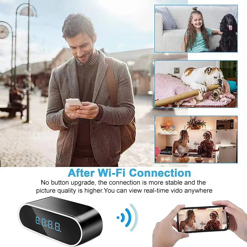 VIP WiFi Mini Clock Camera HD 1080P Surveillance Cams Night Vision Alarm Monitor Wireless Video Recorder Camcorder Home Security 