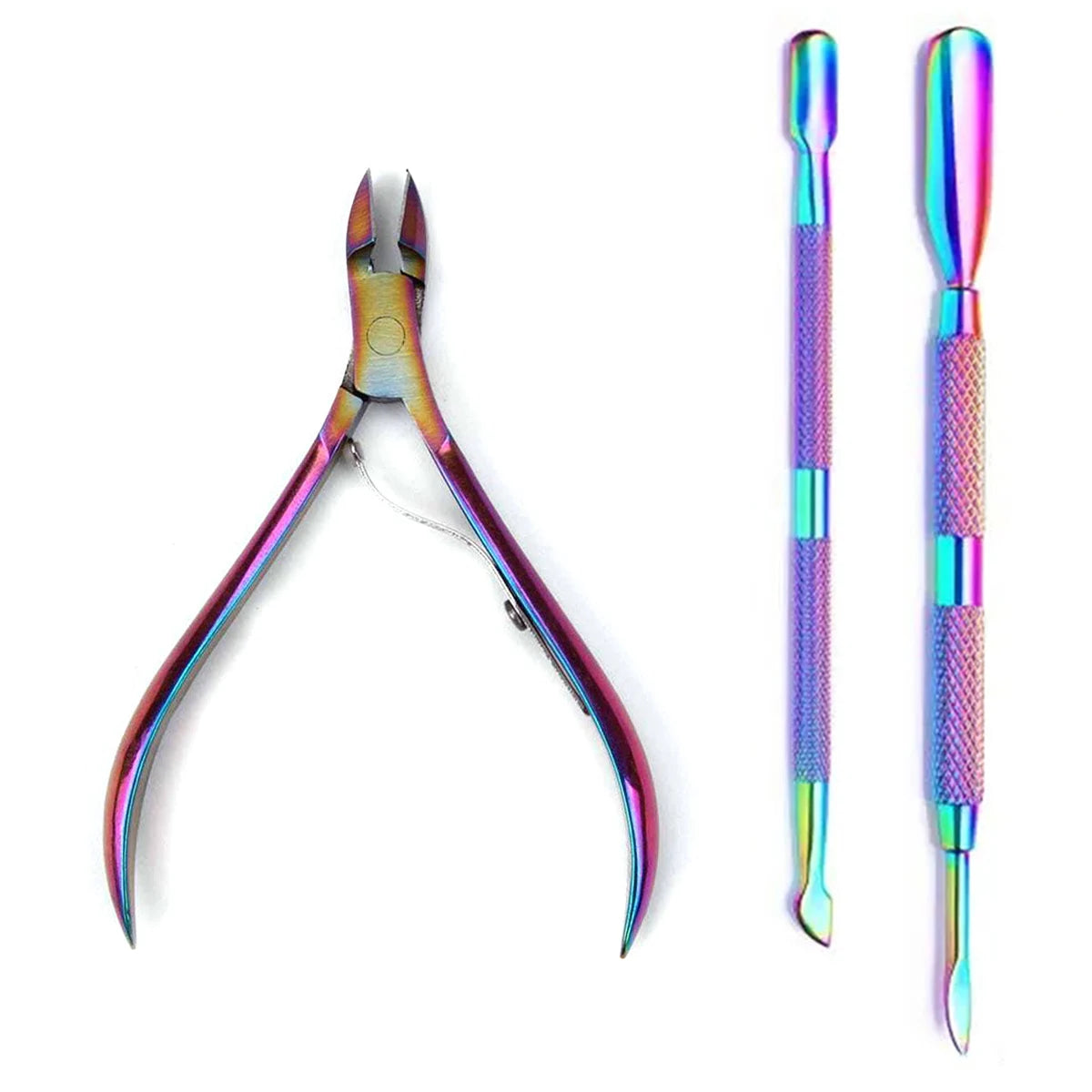 4 Pcs/Set Professional Stainless Steel Nail Cutter Scissor Nippers Muti Function Cuticle Pusher Remover Nail Care Manicure Kits 